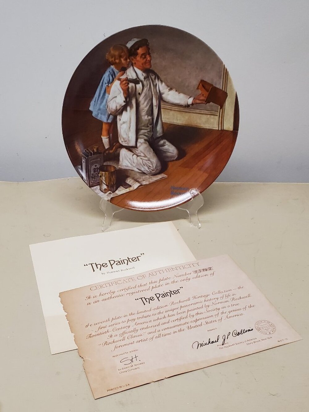 Norman Rockwell "The Painter" Collector Plate w/ Original Box and Certificate